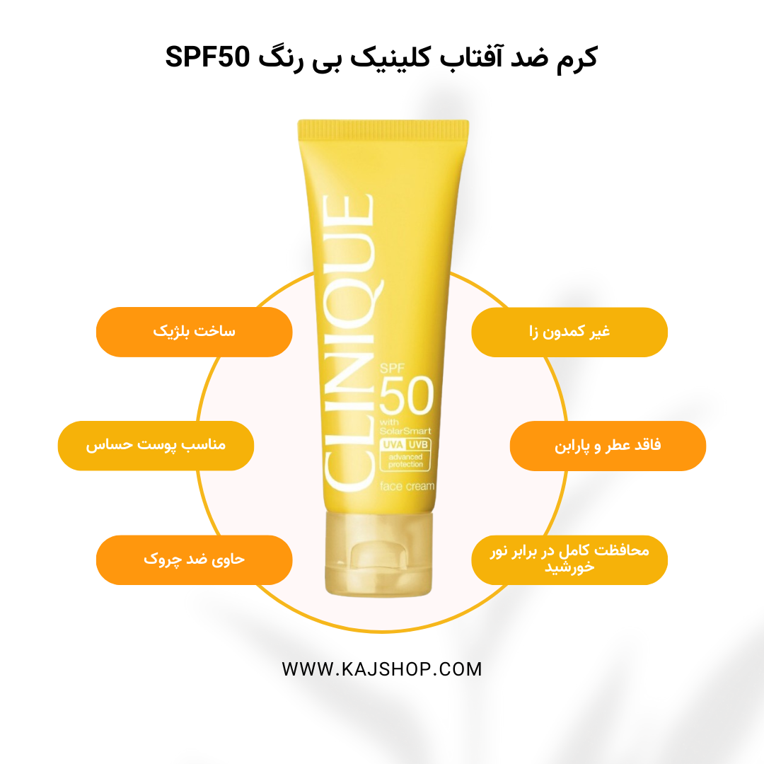 کرم ضد آفتاب کلینیک بی رنگ SPF50